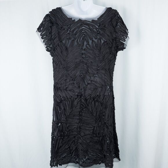 Mesh Ribbon Trim Sheer Mini Dress Medium Large Gothic Whimsigoth Fairy Grunge - Picture 2 of 16